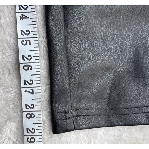 Stradivarius Black Faux Leather Pants High Rise Straight Leg Back Pockets Size 8 - Picture 6 of 11